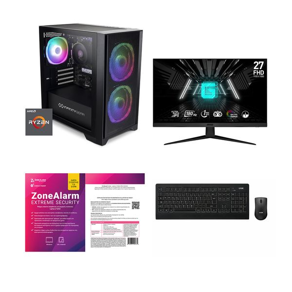 Infinity Gear Core R5 Max Rev.7 &amp Rapid IPS FHD 180Hz &amp Desktop Wireless Black 2 &amp Extreme Security NextGen 1 Device, 2