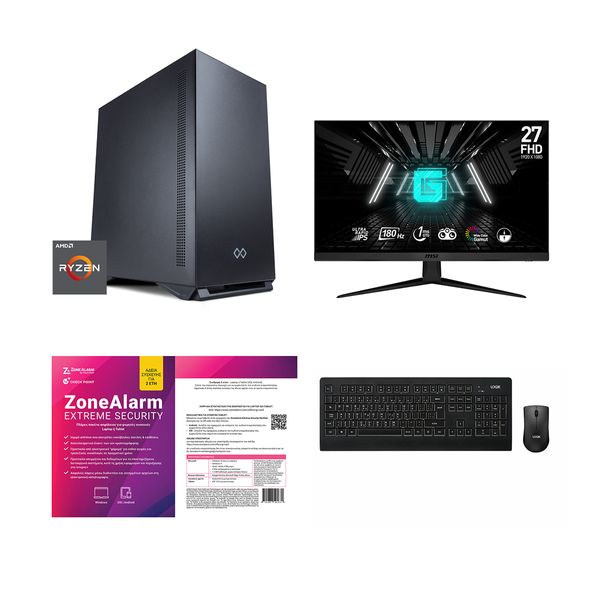 Infinity Gear Alpha R5 Max Rev.A2 & G2712F 27" Rapid IPS FHD 180Hz & Desktop Wireless Black 2 & Extreme Security NextGen 1 Device, 2 Years