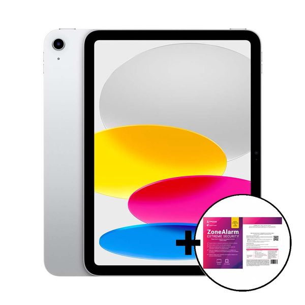 Apple iPad 10.9&quot 10th Gen Wi-Fi 256GB Silver &amp ZoneAlarm Extreme Security Tablet
