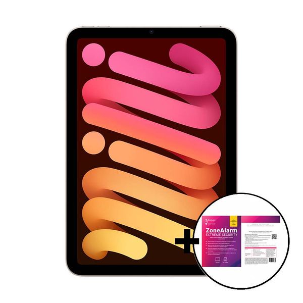 Apple iPad Mini 2024 Wi-Fi 256GB Starlight &amp ZoneAlarm Extreme Security Tablet