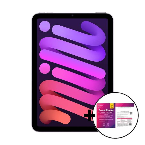 Apple iPad Mini 2024 Cellular 128GB Purple &amp ZoneAlarm Extreme Security Tablet