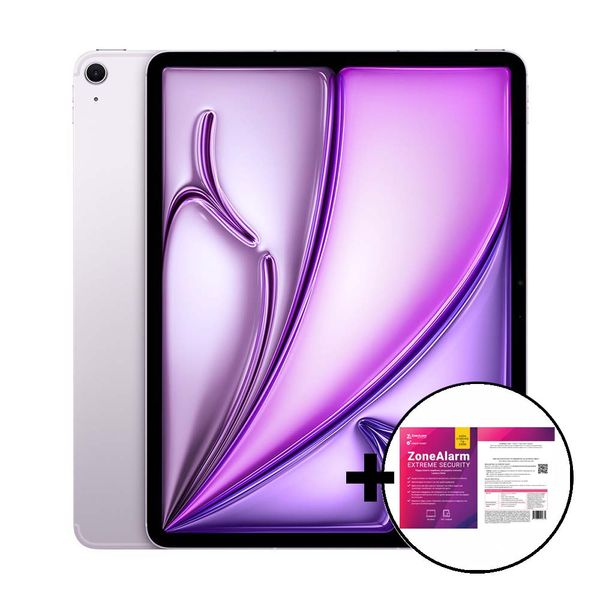 Apple iPad Air 13&quot M2 128GB 5G Purple &amp ZoneAlarm Extreme Security Tablet