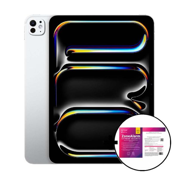 Apple iPad Pro 11&quot M4 Nano Glass 2TB Wi-Fi Silver &amp ZoneAlarm Extreme Security Tablet