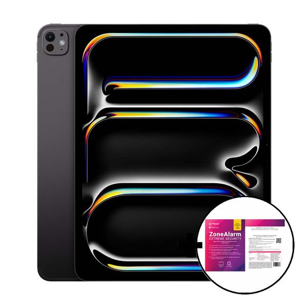 Apple iPad Pro 13&quot M4 Standard Glass 1TB 5G Space Black &amp ZoneAlarm Extreme Security Tablet