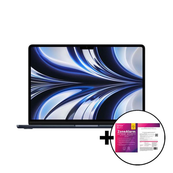 Apple MacBook Air 13 M2 8-Core/8GB/256GB/8-Core GPU Midnight &amp ZoneAlarm Extreme Security Laptop