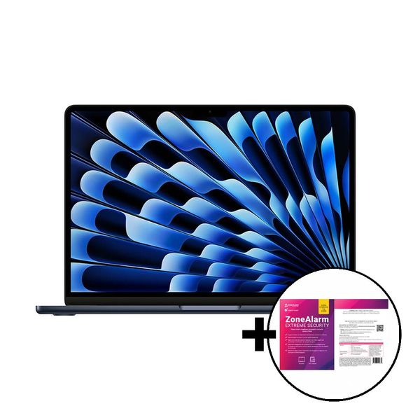 Apple MacBook Air 13 M3 8-Core/8GB/256GB/8-Core GPU Midnight &amp ZoneAlarm Extreme Security Laptop