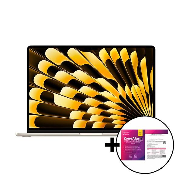 Apple MacBook Air 15 M3 8-Core/16GB/512GB/10-Core GPU Starlight &amp ZoneAlarm Extreme Security Laptop