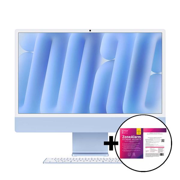 Apple iMac 24&quot M4 8-Core/16GB/256GB 8GPU Blue &amp ZoneAlarm Extreme Security All in One PC