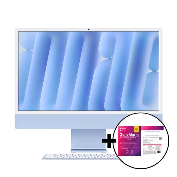 Apple iMac 24&quot M4 10-Core/16GB/256GB 10GPU Blue &amp ZoneAlarm Extreme Security All in One PC