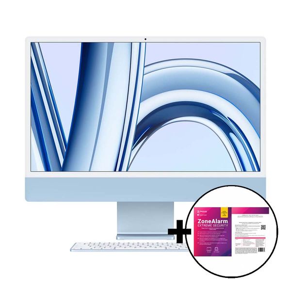 Apple iMac 24&quot M3 8-Core/8GB/256GB/8-Core GPU Blue &amp ZoneAlarm Extreme Security All in One PC