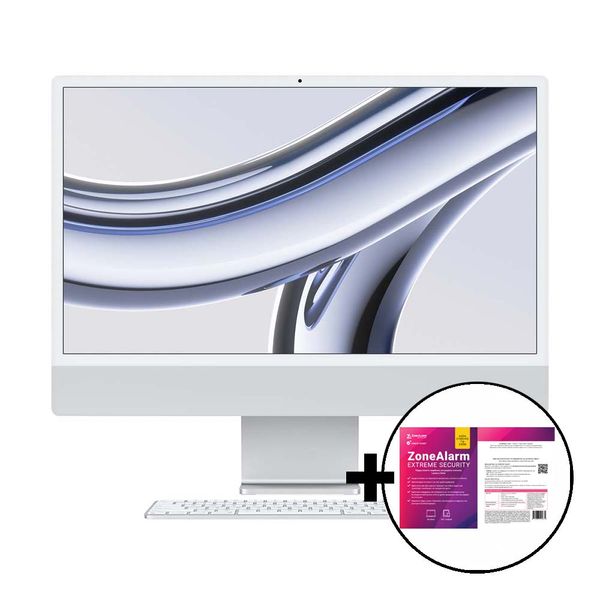 Apple iMac 24&quot M3 8-Core/8GB/256GB/10-Core GPU Silver &amp ZoneAlarm Extreme Security All in One PC