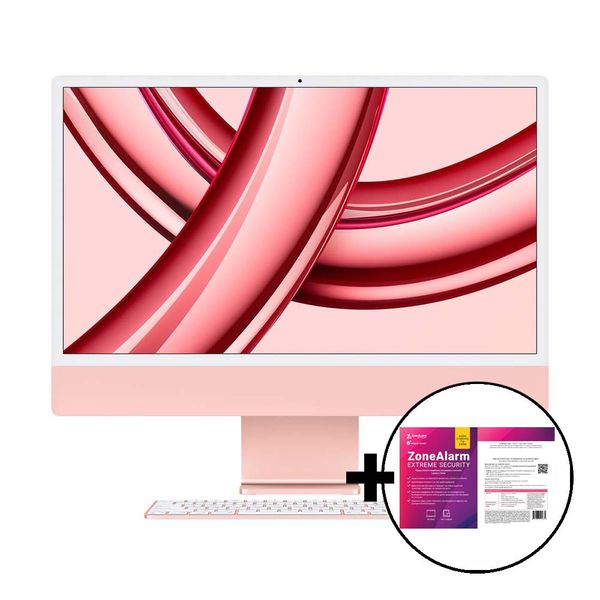Apple iMac 24&quot M3 8-Core/8GB/512GB/10-Core GPU Pink &amp ZoneAlarm Extreme Security All in One PC