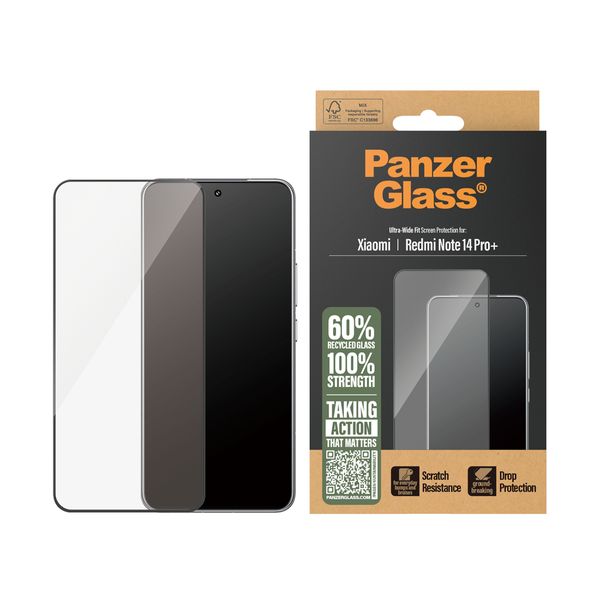 PanzerGlass Tempered Glass για Xiaomi Redmi Note 14+ Pro Ultra-Wide Fit Προστατευτικό Οθόνης