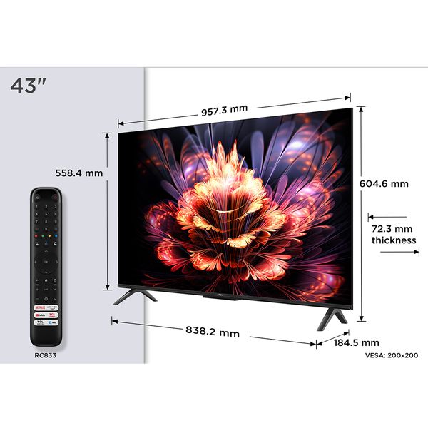 TCL LED 43V6C 43" Τηλεόραση Google TV 4K