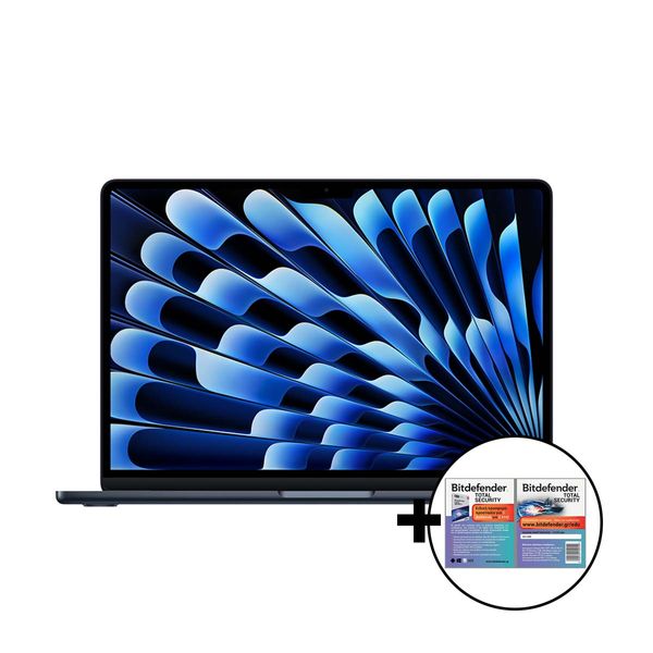 Apple MacBook Air 13&quot M4 8-Core/16GB/256GB/10-Core GPU Midnight &amp Bitdefender Total Security Laptop