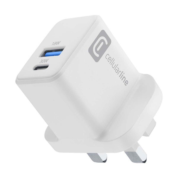 Cellular Line Dual 30Watt UK White Φορτιστής