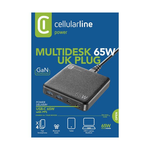 Cellular Line 4 Port 65Watt UK Black Φορτιστής