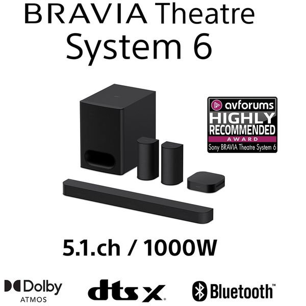 Sony BRAVIA Theatre System 6 - 5.1ch Dolby Atmos 1000W surround sound Soundbar