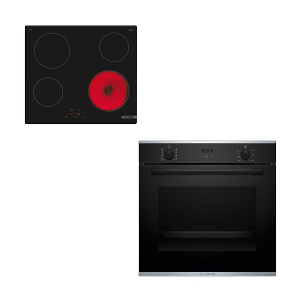 Bosch HBA234EB3 Black & PKE61RBA2E Set Εντοιχισμού