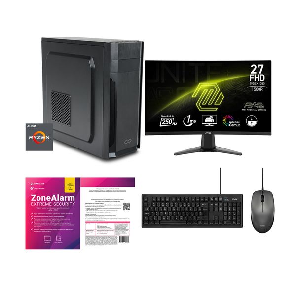 Infinity Gear Alpha R5 Max Rev.B2 & MSI MAG 27C6X 27" FHD VA 250Hz (OC) Curved & Logik Desktop Black & ZoneAlarm Extreme Security