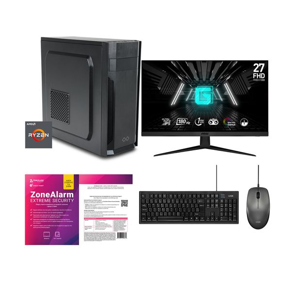 Infinity Gear Alpha R5 Max Rev.B2 & MSI G2712F 27" Rapid IPS FHD 180Hz & Logik Desktop Black & ZoneAlarm Extreme Security