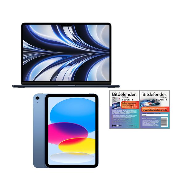 Apple MacBook Air 13 M2 8-Core/16GB/256GB/8-Core GPU Midnight &amp iPad 10.9&quot 10th Gen Wi-Fi 64GB Blue &amp Bitdefender Tota