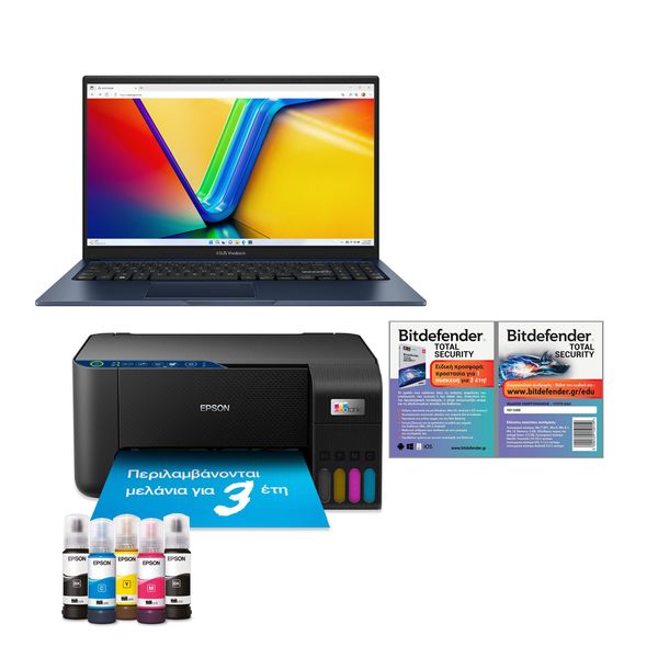 Asus Vivobook 15 X1504VA-BQ721W i7-1355U/16GB/512GB &amp Epson EcoTank L3272 &amp Bitdefender Total Security
