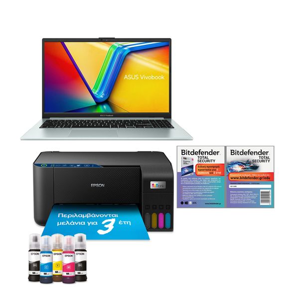 Asus Vivobook Go 15 E1504FA-BQ521W R5-7520U/16GB/512GB &amp Epson EcoTank L3271 &amp Bitdefender Total Security