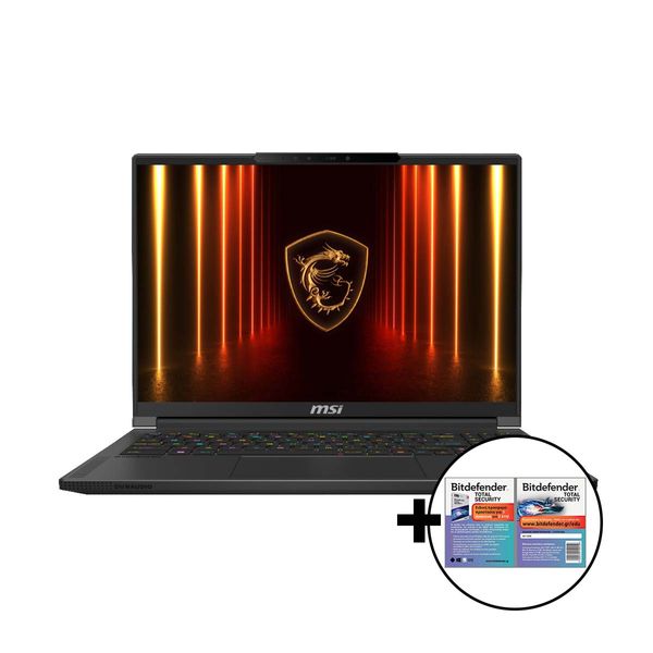 MSI Stealth A16 AI+ A3XWHG-028GR 2.5K OLED AMD Ryzen 9 AI HX370/32GB/2TB/RTX 5070Ti 12GB &amp Bitdefender Total Security Laptop