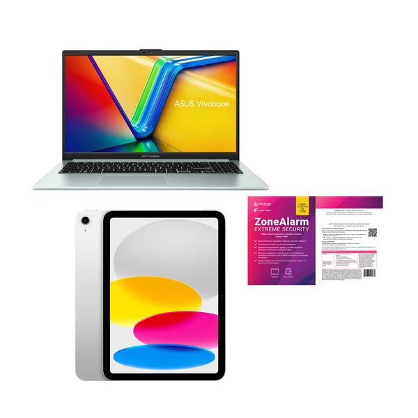 Asus Vivobook Go 15 E1504FA-BQ521W R5-7520U/16GB/512GB &amp iPad A16 4GB/128GB Wi-Fi Silver &amp ZoneAlarm Extreme Security