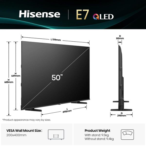 Hisense QLED 50E7Q 50" Τηλεόραση Smart 4K