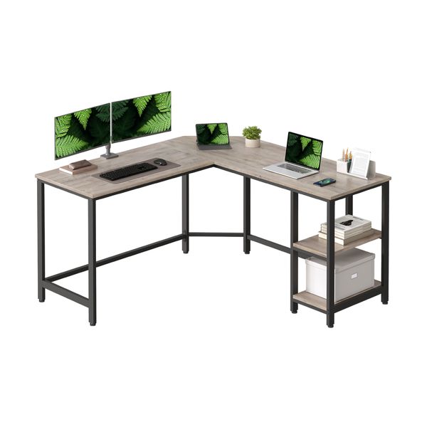 Vasagle LWD72MB Γωνιακό Γκρι Γραφείο