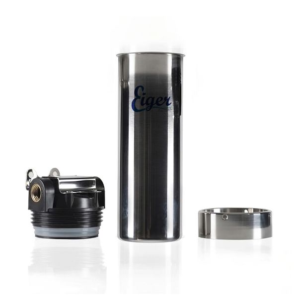 Eiger Ανοξείδωτη Μονή Συσκευή Φίλτρου Νερού Κάτω Πάγκου με Πλαστική Κεφαλή 1/2″