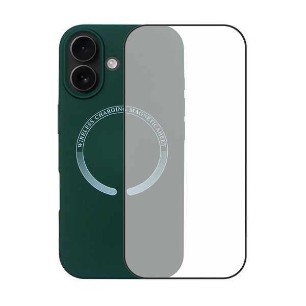 Redshield iPhone 17 Magsafe Silicone Case & Full Face Glass Green Θήκη Κινητού & Προστατευτικό Οθόνης