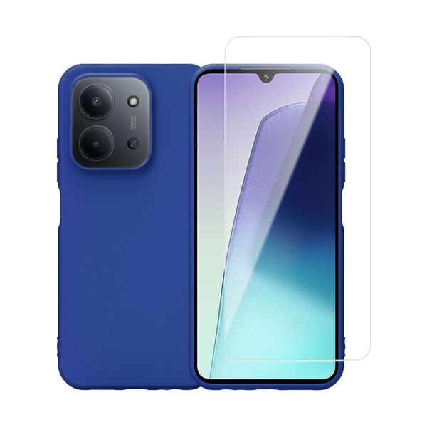 Redshield Xiaomi Redmi 15C/POCO C85 Silicone Navy Blue Case & Tempered Glass Σετ Θήκη Κινητού & Προστατευτικό Οθόνης