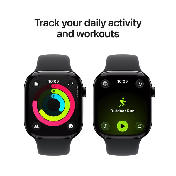 Apple Watch Series 11 GPS 42mm Jet Black Aluminium Case με Black Sport Band - S/M SmartWatch