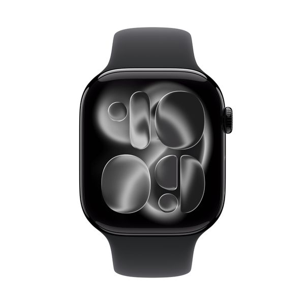 Apple Watch Series 11 GPS 42mm Jet Black Aluminium Case με Black Sport Band - M/L SmartWatch