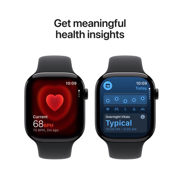 Apple Watch Series 11 GPS 42mm Jet Black Aluminium Case με Black Sport Band - M/L SmartWatch