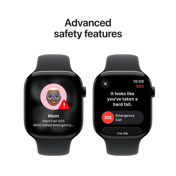 Apple Watch Series 11 GPS 46mm Jet Black Aluminium Case με Black Sport Band - M/L SmartWatch