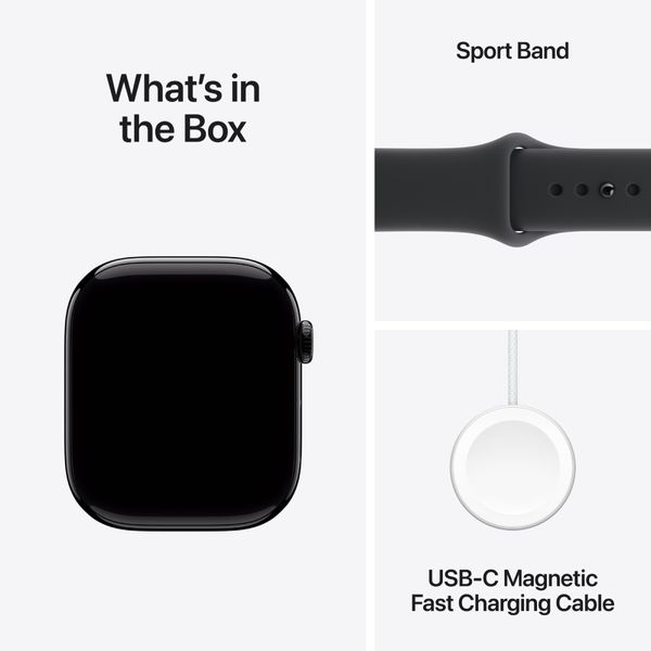 Apple Watch Series 11 GPS 46mm Jet Black Aluminium Case με Black Sport Band - M/L SmartWatch