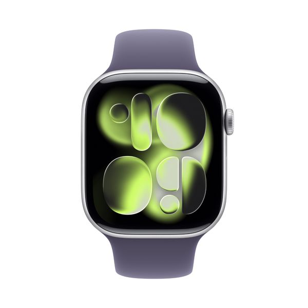 Apple Watch Series 11 GPS 46mm Silver Aluminium Case με Purple Fog Sport Band - S/M SmartWatch