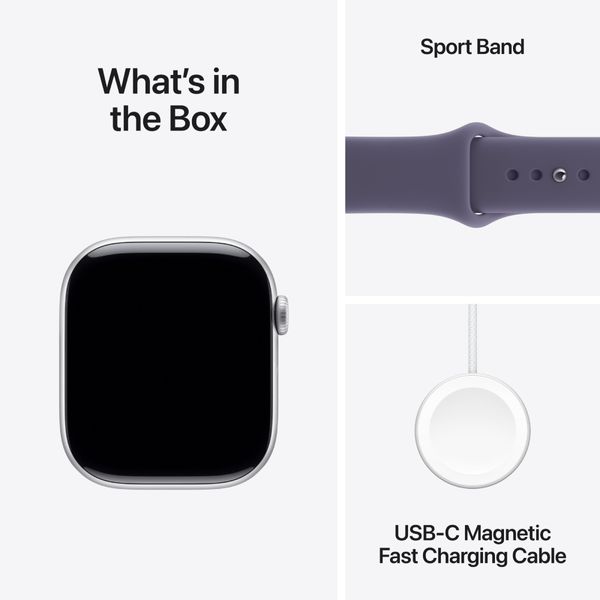 Apple Watch Series 11 GPS 46mm Silver Aluminium Case με Purple Fog Sport Band - M/L SmartWatch