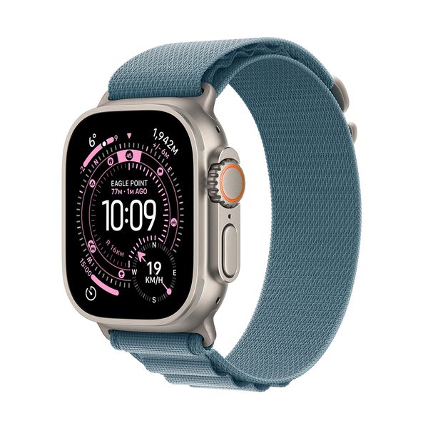 Apple Watch Ultra 3 GPS + Cellular 49mm Natural Titanium Case με Light Blue Alpine Loop - Large SmartWatch