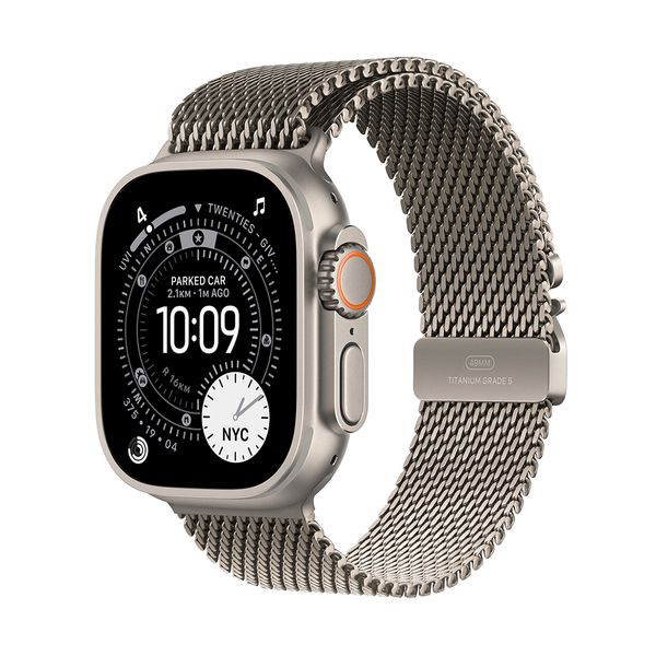 Apple Watch Ultra 3 GPS + Cellular 49mm Natural Titanium Case με Natural Titanium Milanese Loop - Small SmartWatch