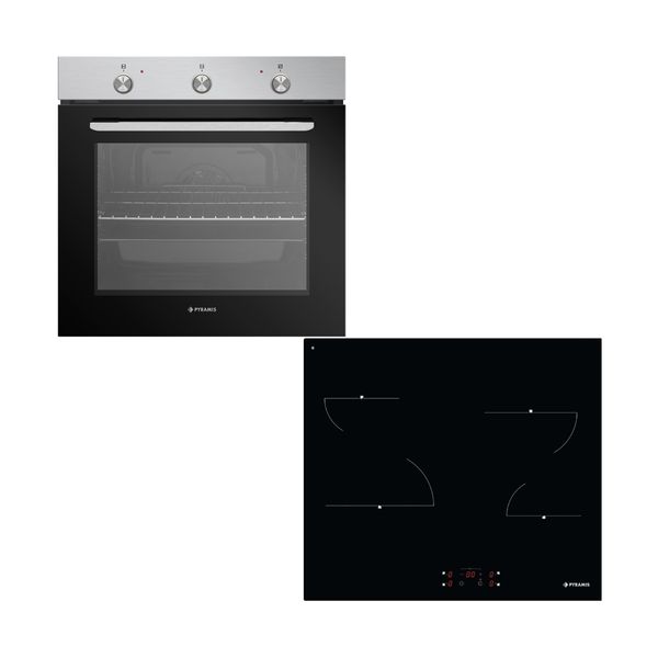 Pyramis PO78021008PIX Inox Φούρνος & PHC62410FMB Κεραμική Εστία Set Εντοιχισμού