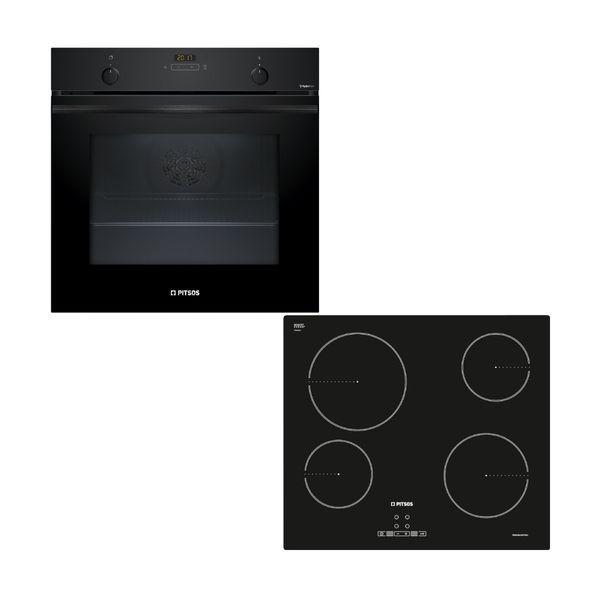 Pitsos PH33M41B3 Black Φούρνος & Family CRE611S06 Κεραμική Εστία Σετ Εντοιχιζόμενο