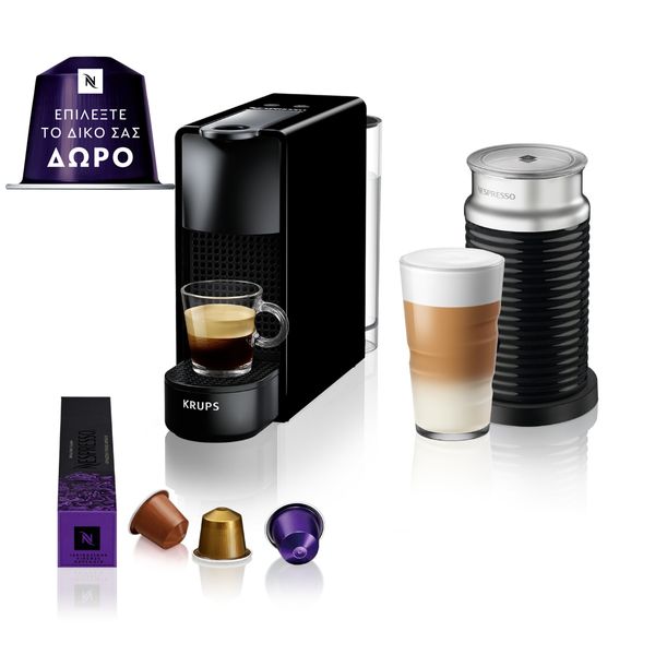 Krups Nespresso® Original Essenza Mini & Aeroccino (XN1118V1) Black Μηχανές Espresso - Με κάψουλα