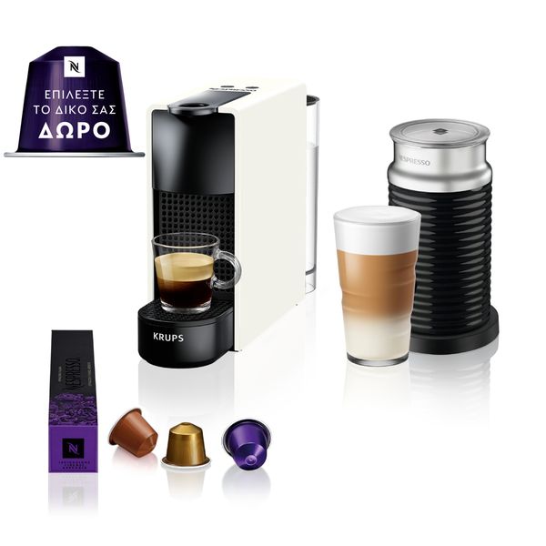 Krups Nespresso® Original Essenza Mini & Aeroccino (XN1111V1) White Μηχανές Espresso - Με κάψουλα