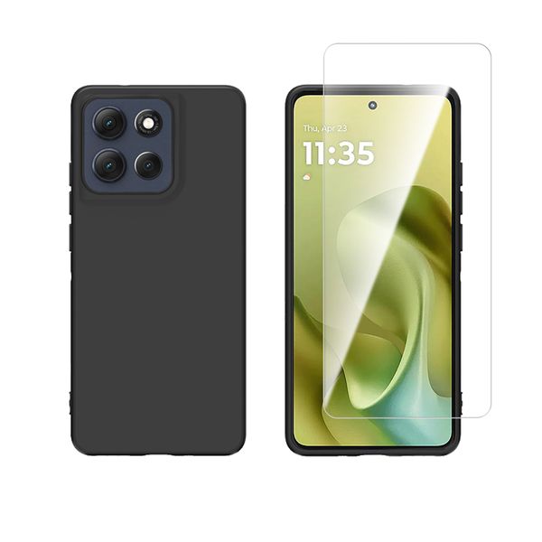 Redshield Motorola Moto G86 Silicone Case & Tempered Glass Black Σετ - Θήκη Κινητου & Προστατευτικό Οθόνης