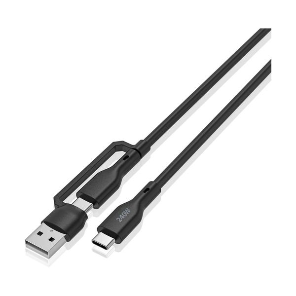 Logik 240W USB-C σε USBC-C με USB-A Αντάπτορα 2m Braided Καλώδιο Φόρτισης